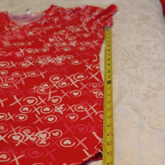 Just Be XL X's and O's Red/White/Pink Very Soft Cozy Night Gown Short Sleeve - Picture 7 of 12